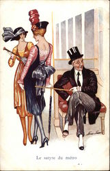 Le Satyre du Metro Women Postcard Postcard