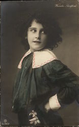 Girl with Curly Hair Postcard