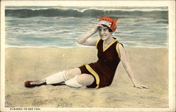 Bathing Beauty on Beach Swimsuits & Pinup Postcard Postcard