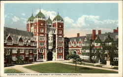 University of Philadelphia - Memorial Tower and Statue Postcard