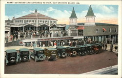 Merry Go Round and Entrance to Pier Old Orchard Beach, ME Postcard Postcard