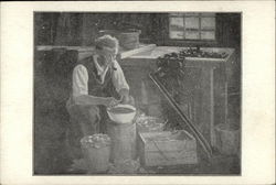 Man Shucking Shellfish - Kimball's Lobster Shop Advertising Postcard Postcard