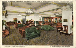 Portion of One of Lobbies of the Famous Hotel Rosslyn, Fifth and Main Streets Postcard