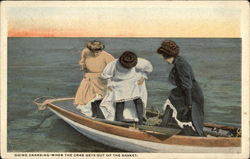 Women Going Crabbing - When The Crabs Get Out Of The Basket Fishing Postcard Postcard