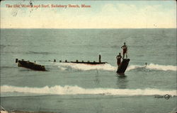 The Old Wreck and Surf Postcard