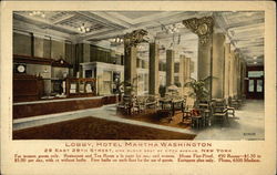 Lobby, Hotel Martha Washington New York, NY Postcard Postcard