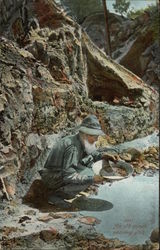 Old Miner Panning Gold Mining Postcard Postcard