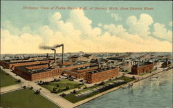 Parke Davis & Co. from Detroit River Postcard