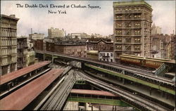 The Double-Deck Elevated at Chatham Square Postcard