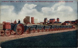 Townley Bros. Hauling One Thousand Bushels of Flax to Elevator Beach, ND Postcard Postcard