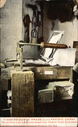 First Printing Press on the Pacific Coast Postcard