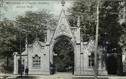 Entrance to Elmwood Cemetery Detroit, MI Postcard Postcard