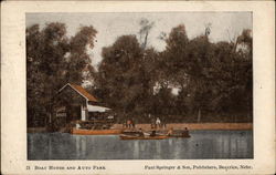 Boat House and Auto Park Postcard