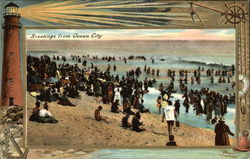 View of Beach and Bathers Postcard