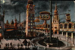 Night Scene at Luna Park Postcard