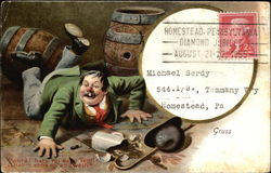 Drunk Fallen Down By Kegs Clinton, MA Postcard Postcard