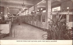 Banking Room, First National Bank Fort Smith, AR Postcard Postcard