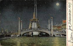 Shoot the Chute Tower and Lake Dreamland by Night Postcard