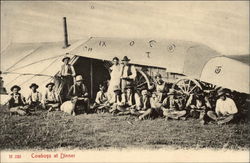 Cowboys at Dinner Postcard