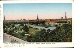 View of Public Garden from Beacon and Charles Street Boston, MA Postcard Postcard