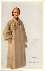 Model in Full Lenght Coat - Fall and Winter - Montgomery Ward Postcard