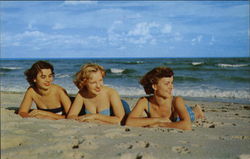 Three Women Sun-Bathing on the Beach Postcard