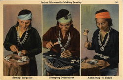 Indian Silversmiths Making Jewelry Native Americana Postcard Postcard