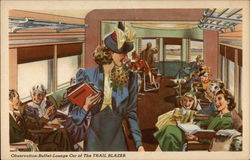 Observation-Buffet-Lounge Car of The Trail Blazer Trains, Railroad Postcard Postcard