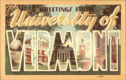 Greetings from University of Vermont Postcard