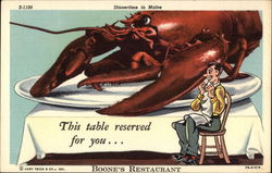 Dinnertime in Maine, Boone's Restaurant, This Table Reserved for You Exaggeration Postcard Postcard