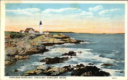 Portland Headlight at Casco Bay Maine Postcard Postcard