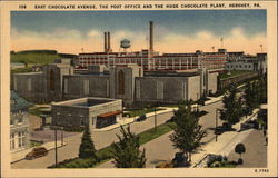 156 East Chocolate Avenue, The Post Office And The Huge Chocolate Plant Hershey, PA Postcard Postcard