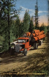 Hauling Pine Logs in the Scenic Northwest Postcard