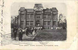 Main Street School Building Postcard