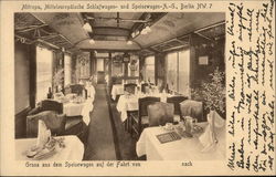 German Dining Car Trains, Railroad Postcard Postcard