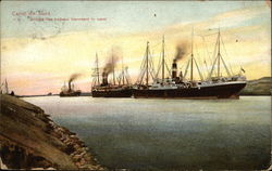 Group of Ships Sailing through the Suez Canal Postcard