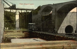 Pedro Miguel Locks, East Chamber - Panama Canal Postcard