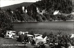 Campsite by the Dobra Castle and Reservoir Franzen, Austria Postcard Postcard