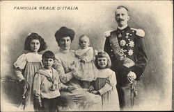 Italian Royal Family - Victor Emmanuel III, Queen Elena and children Royalty Postcard Postcard