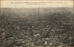 Panoramic View showing l'Arc de Triomphe, the Trocadero and the Eiffel Tower Postcard