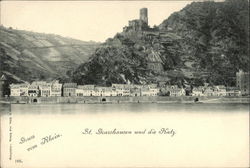 Burg Katz and the River Rhine Sankt Goarshausen, Germany Postcard Postcard