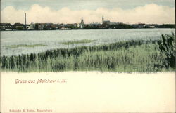 View of Town and River Postcard