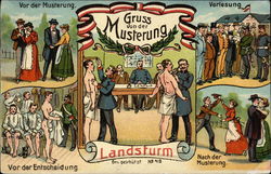 Gruss von der Musterung - Landsturm World War I Postcard Postcard