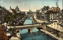 View of Town, River and Bridges Postcard