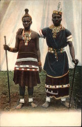 African Man and Woman in Tribal Dress Postcard