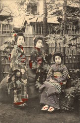 Young GIrls in Kimonos Postcard