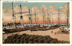 Whalers at Pier New Bedford, MA Postcard Postcard