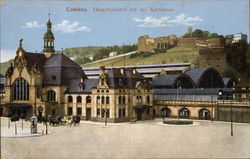 Hauptbahnhof mit der Karthause Koblenz, Germany Postcard Postcard