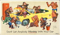 Don't Let Anybody Monkey With Your Car Modern (1970's to Present) Postcard Postcard