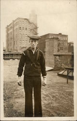 Vintage Photograph of Young Man in Sailor Uniform Postcard